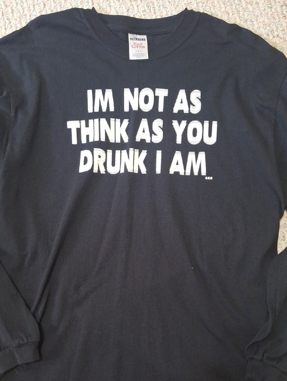 Black Graphic Long Sleeve Tee with White Text
